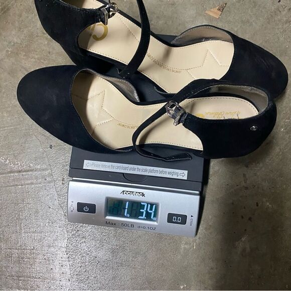 Circus Sam Edelman Black faux suede goth round toe Mary Jane pumps block heel 10 - Picture 11 of 11